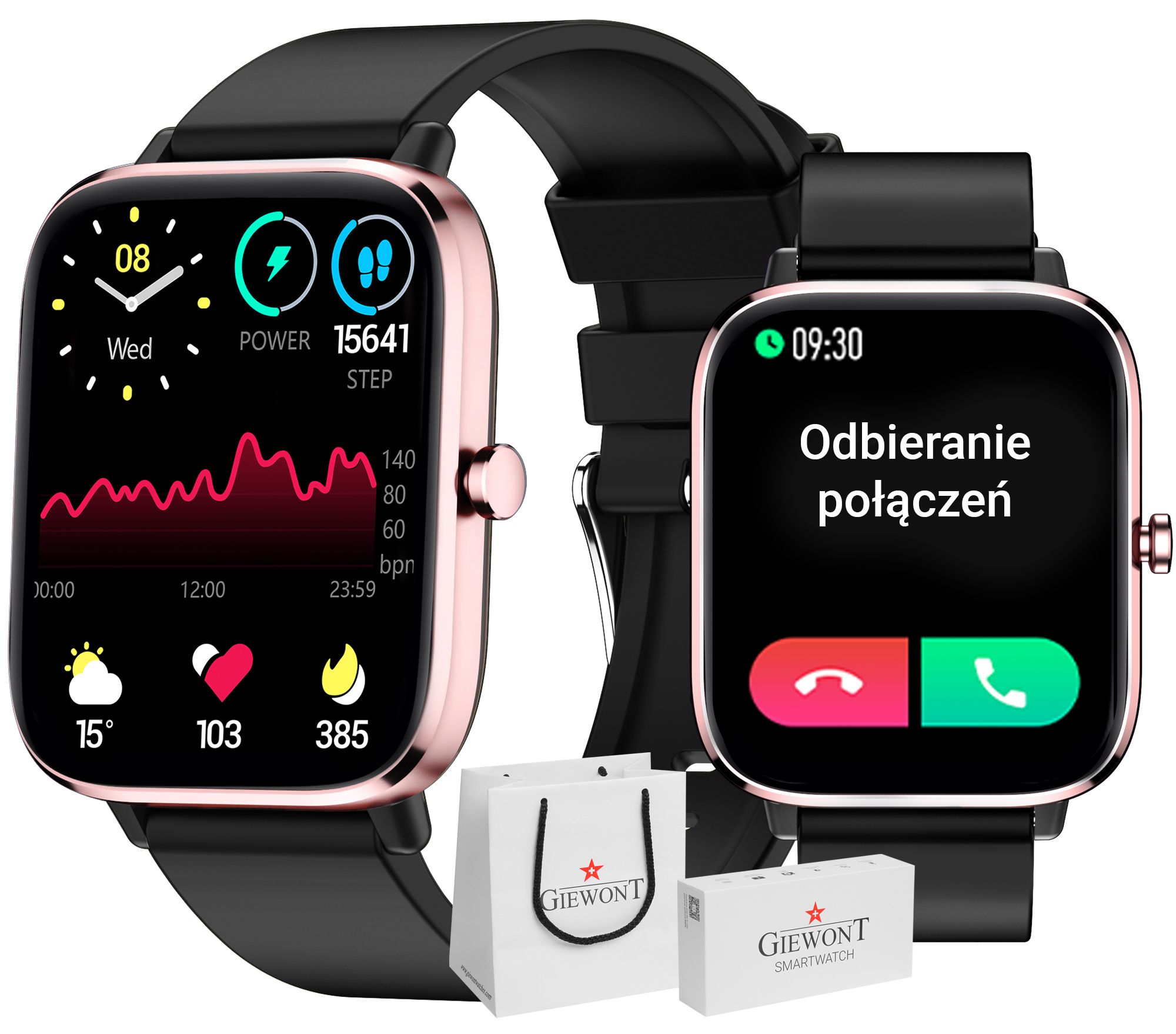 Smartwatch Giewont Różowo-Czarny GW230-3 - obrazek 2