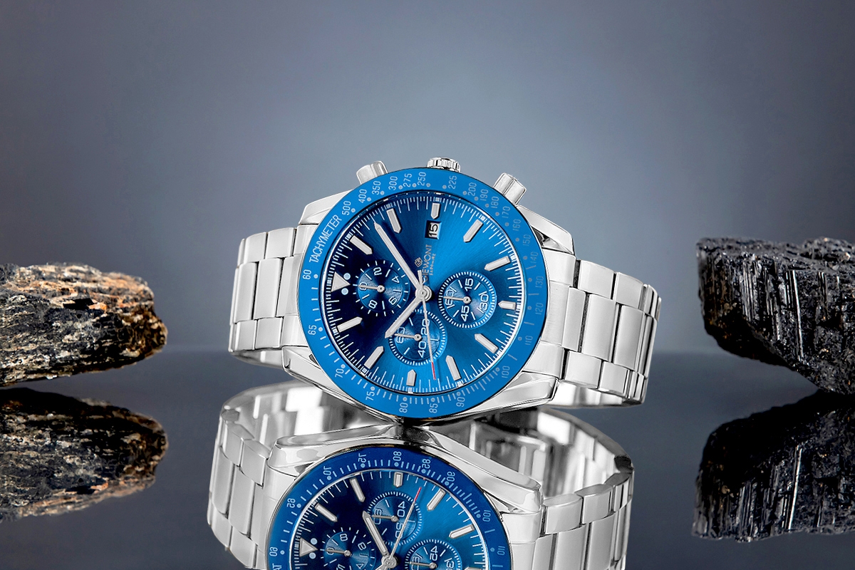 Zegarek Męski Giewont Chronograph Sapphire Srebrno Niebieski GW8720-B3 - obrazek 5
