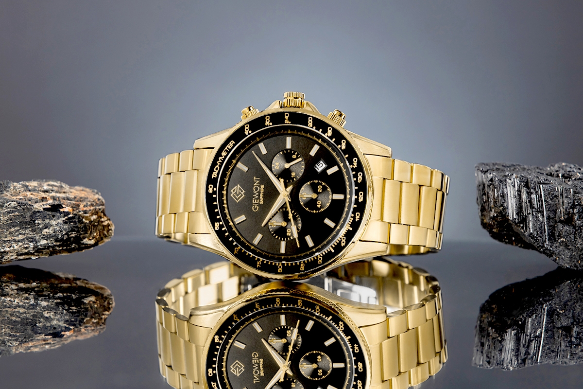 Zegarek Męski Giewont Chronograph Sapphire Złoto Czarny GW3520-B4 - obrazek 5