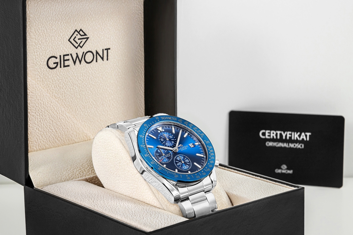 Zegarek Męski Giewont Chronograph Sapphire Srebrno Niebieski GW8720-B3 - obrazek 7