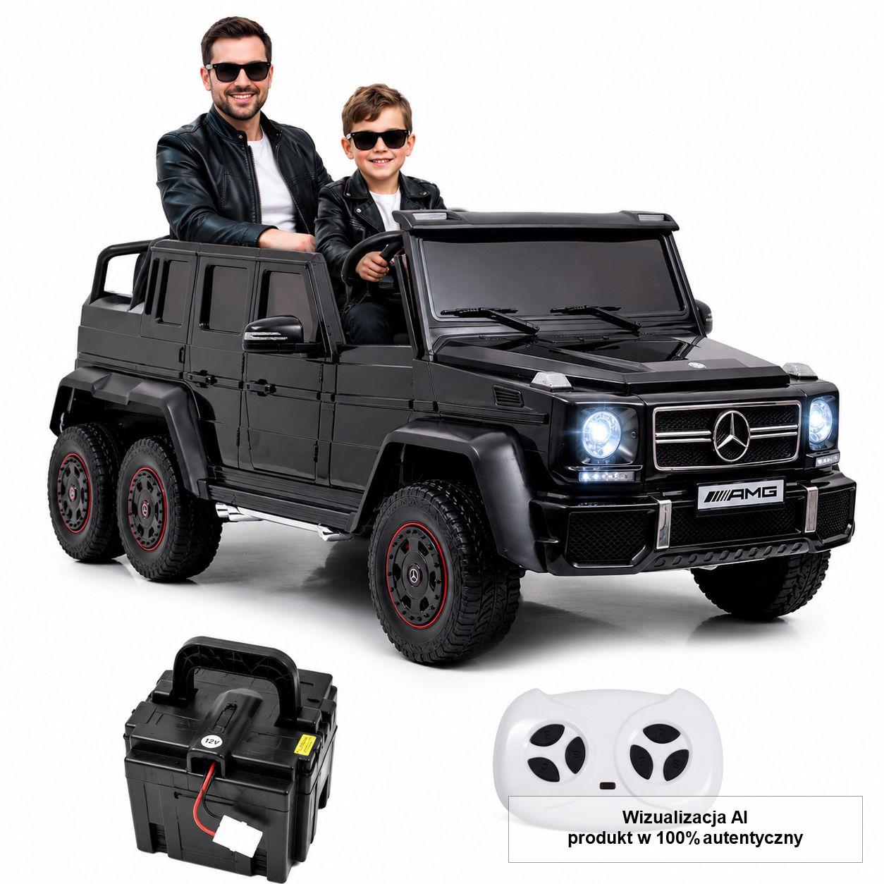 MEGA POJAZD- ORYGINALNY MERCEDES G63, NAPĘD 6X6, MIĘKKIE KOŁA, MIĘKKIE SIEDZENIE, SIEDZENIE DLA RODZICA, 12v14AH/ABL-1801