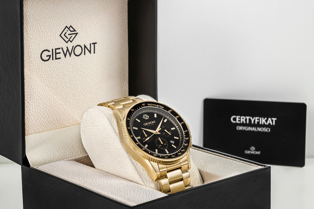 Zegarek Męski Giewont Chronograph Sapphire Złoto Czarny GW3520-B4 - obrazek 7