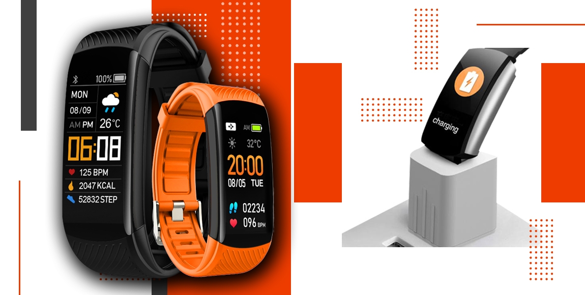 Smartwatch GIEWONT Czarno Pomarańczowy 2 Paski GW200-9 - obrazek 4