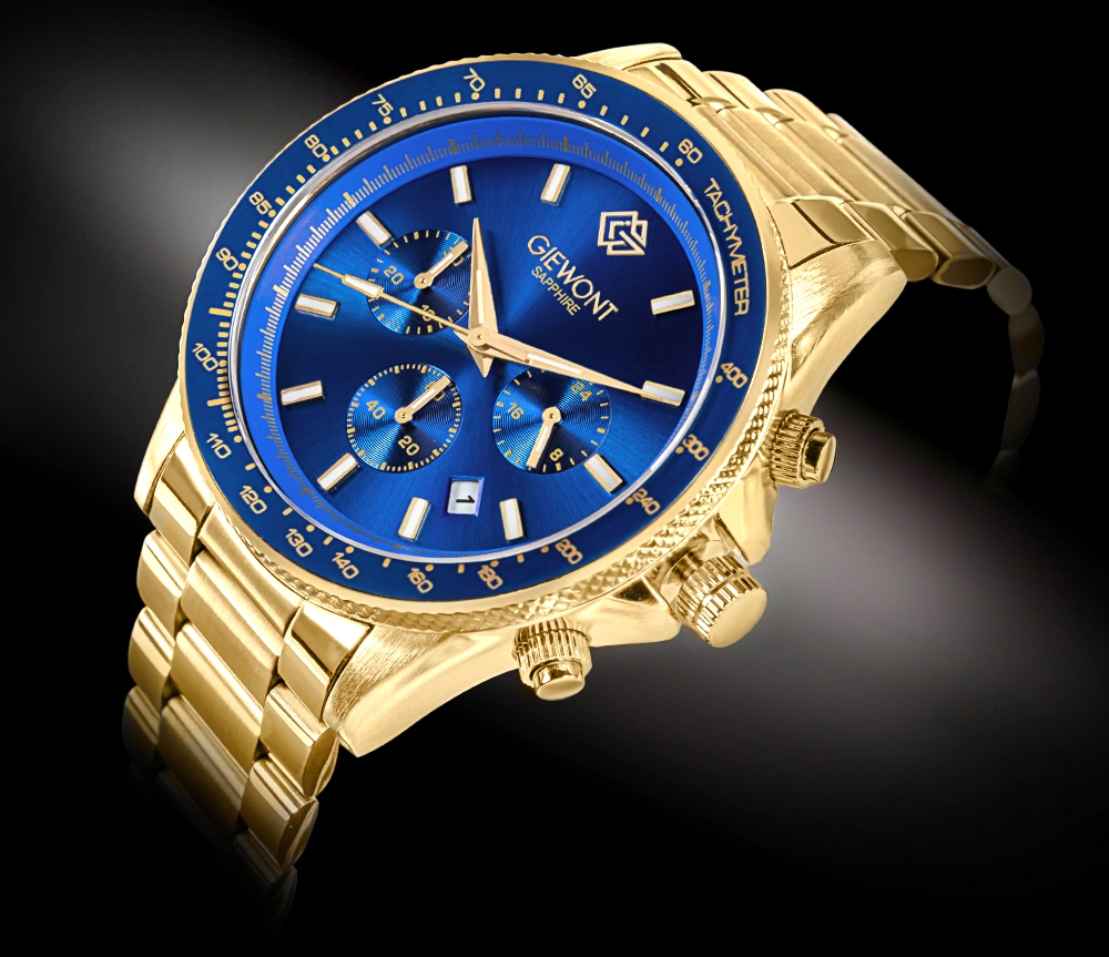 Zegarek Męski Giewont Chronograph Sapphire Złoto Niebieski GW3520-B5 - obrazek 2
