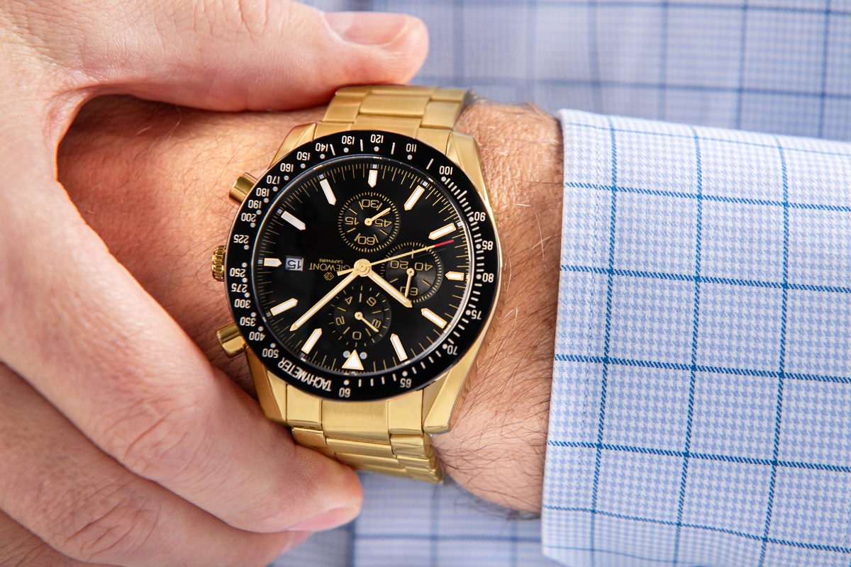 Zegarek Męski Giewont Chronograph Sapphire Złoto Czarny GW8720-B4 - obrazek 4