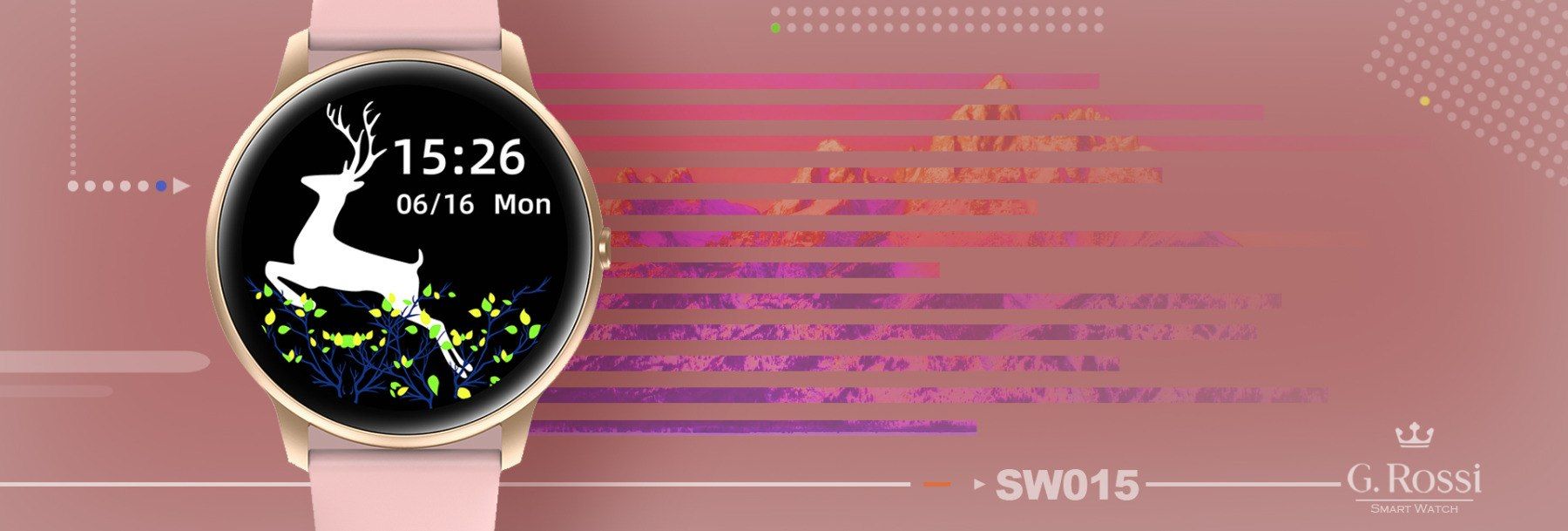 Damski SMARTWATCH G.Rossi SW015-2 Różowy - obrazek 7