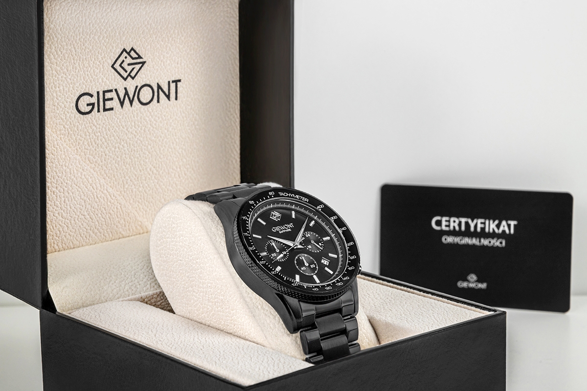 Zegarek Męski Giewont Chronograph Sapphire Czarny GW3520-B1 - obrazek 7