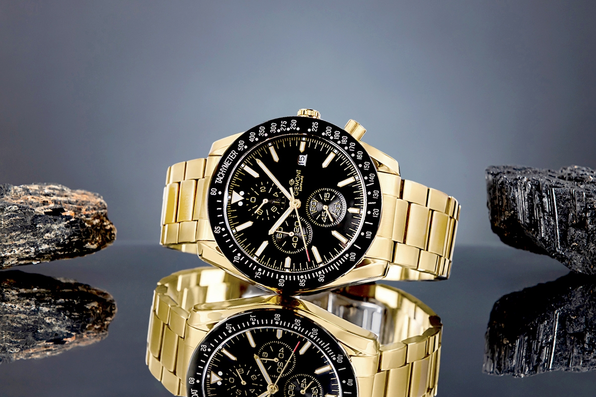 Zegarek Męski Giewont Chronograph Sapphire Złoto Czarny GW8720-B4 - obrazek 5