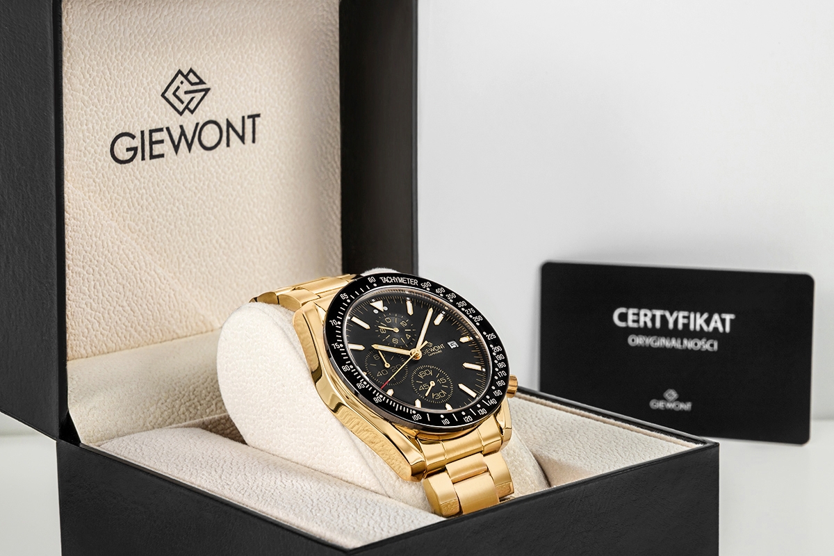 Zegarek Męski Giewont Chronograph Sapphire Złoto Czarny GW8720-B4 - obrazek 7