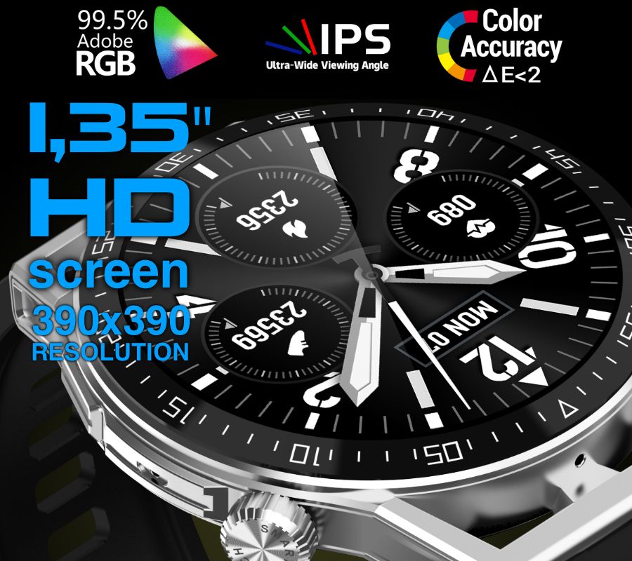 Smartwatch Rubicon RNCE88-2 Czarny- Czarny Pasek Silikonowy + Czarna Bransoleta - obrazek 7