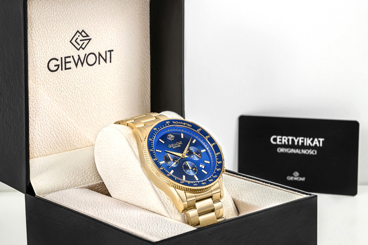 Zegarek Męski Giewont Chronograph Sapphire Złoto Niebieski GW3520-B5 - obrazek 7