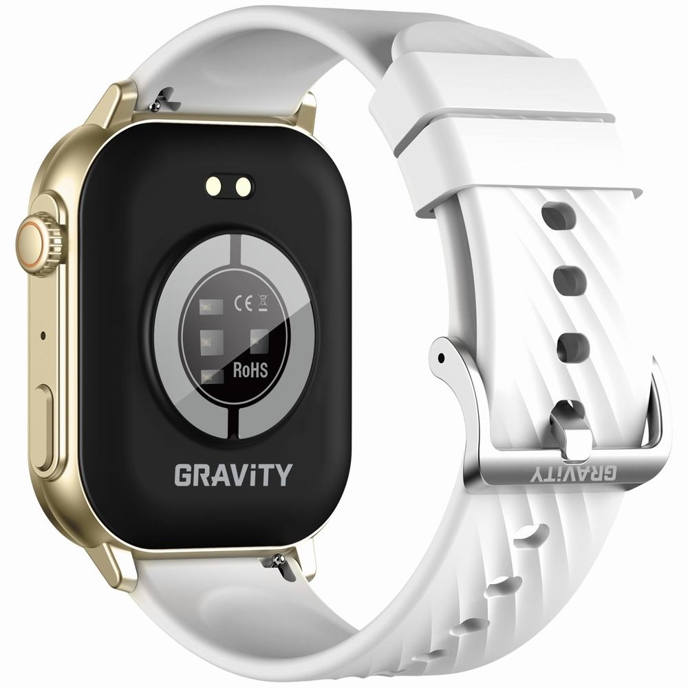 Smartwatch Damski GRAVITY GT15-10 Biały Pasek Silikonowy + Złota Bransoleta - obrazek 8