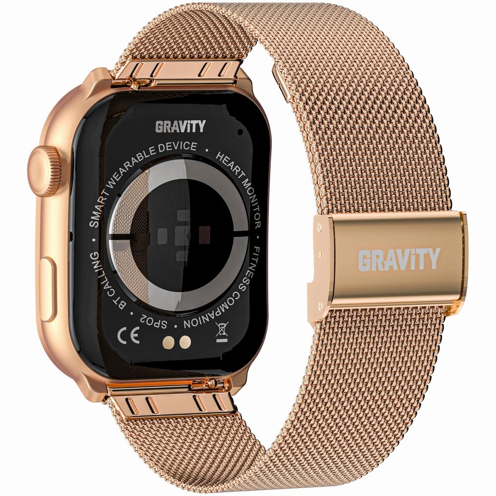 Smartwatch Damski GRAVITY GT28-5 Pasek + Bransoleta Różowe złoto Czarny - obrazek 8