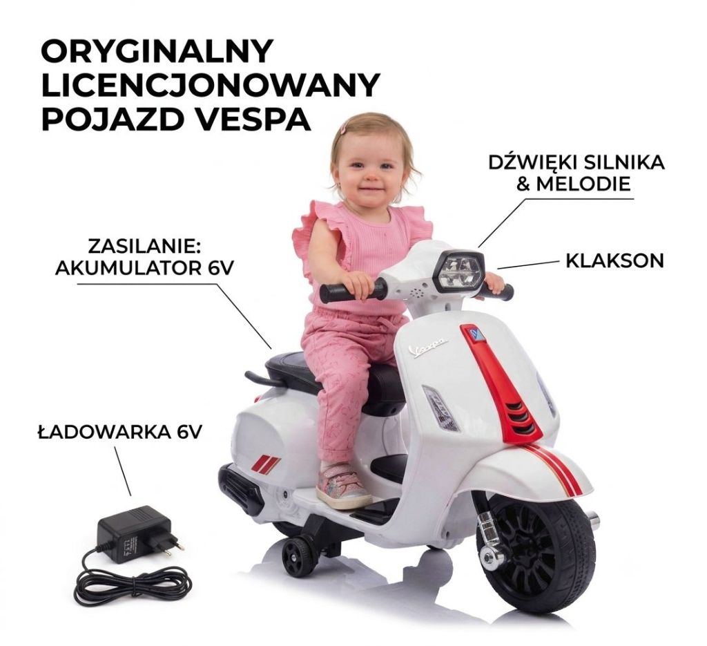 Pierwszy skuter na akumulator dla dziecka Vespa, licencja - obrazek 6