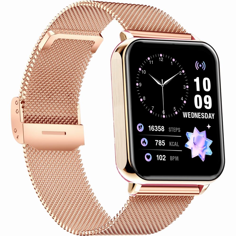 Smartwatch Gravity Różowe Złoto Bordowy 2 Paski GT17-6 - obrazek 8