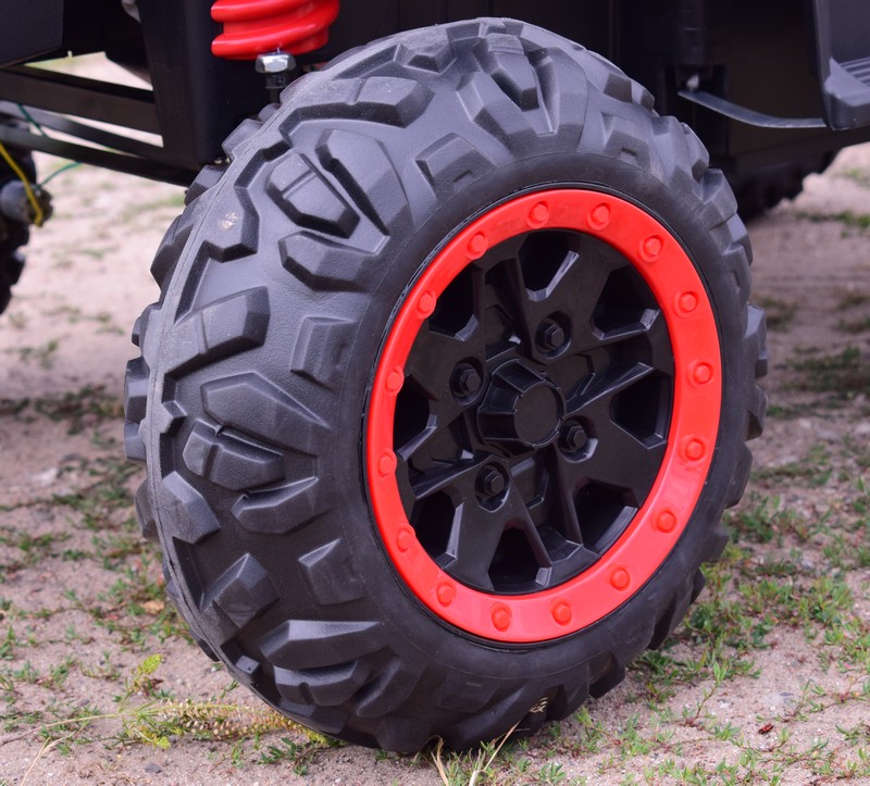 MEGA AUTO 4X4 , FUNKCJA BUJANIA, AMORTYZATORY, MIĘKKIE KOŁA EVA, MIĘKKIE SIEDZENIE FULL OPCJA DLA 2 DZIECI /HM1188 - obrazek 4