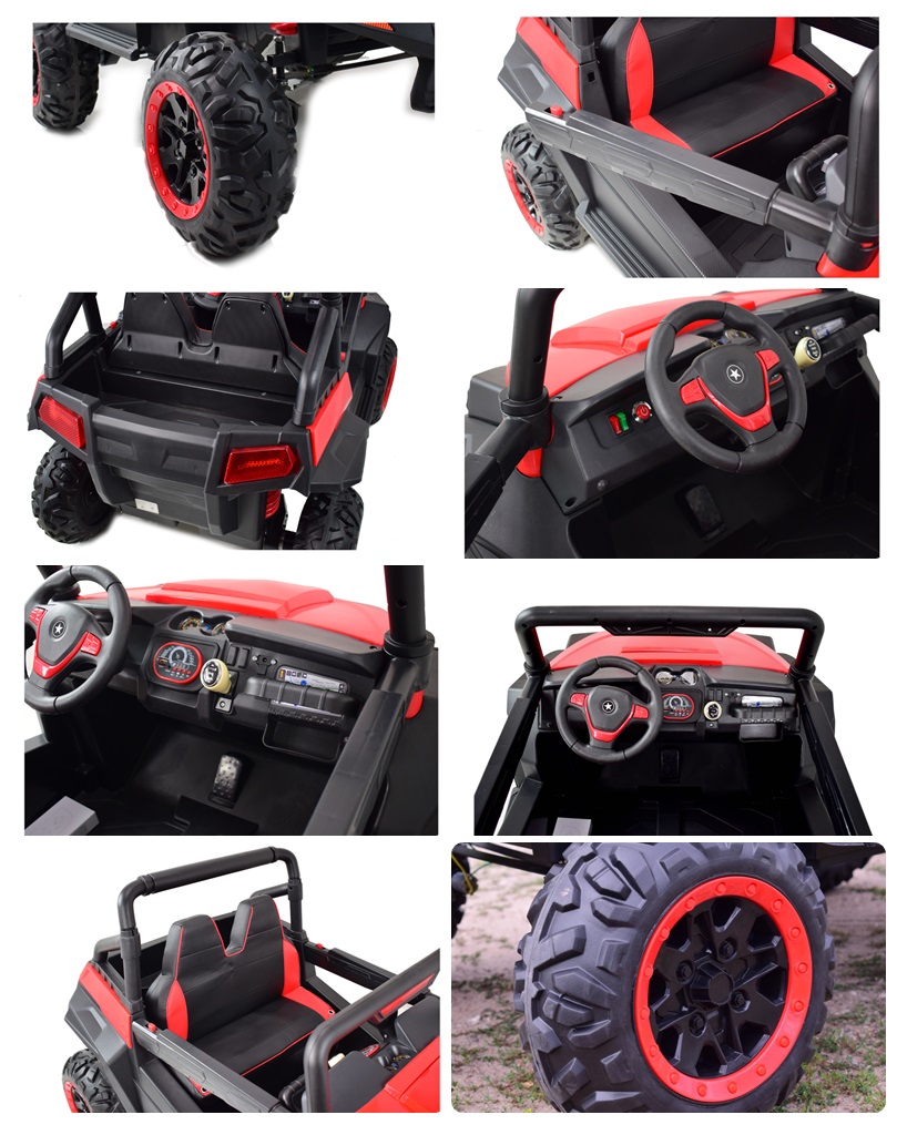 MEGA AUTO 4X4 , FUNKCJA BUJANIA, AMORTYZATORY, MIĘKKIE KOŁA EVA, MIĘKKIE SIEDZENIE FULL OPCJA DLA 2 DZIECI /HM1188 - obrazek 5