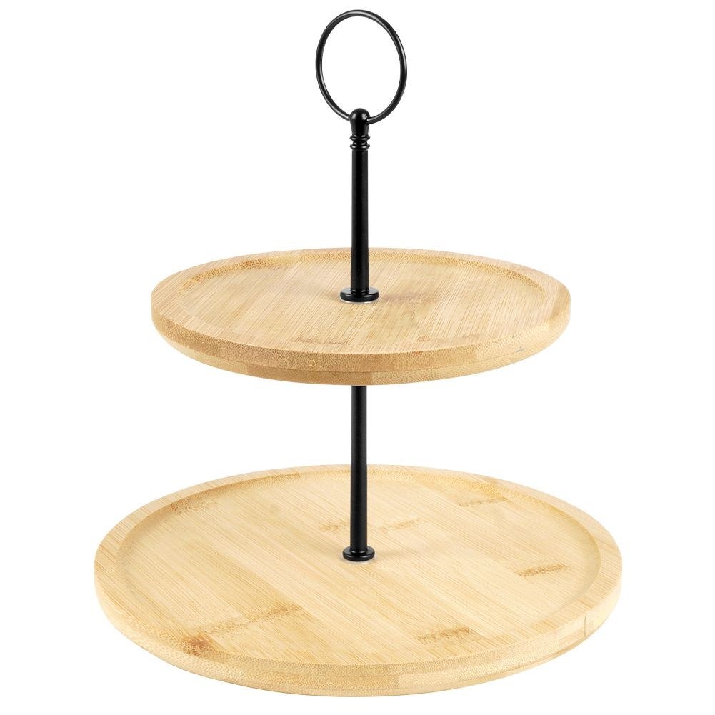 Patera 2-Piętrowa Bambusowa Drewniana Dekoracyjna EXCELLENT HOUSEWARE 24 cm - obrazek 3