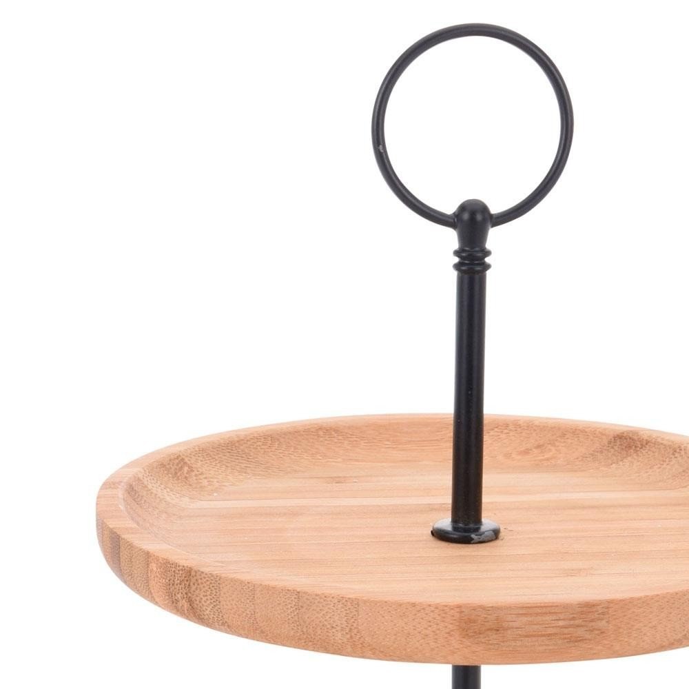 Patera 2-Piętrowa Bambusowa Drewniana Dekoracyjna EXCELLENT HOUSEWARE 24 cm - obrazek 5
