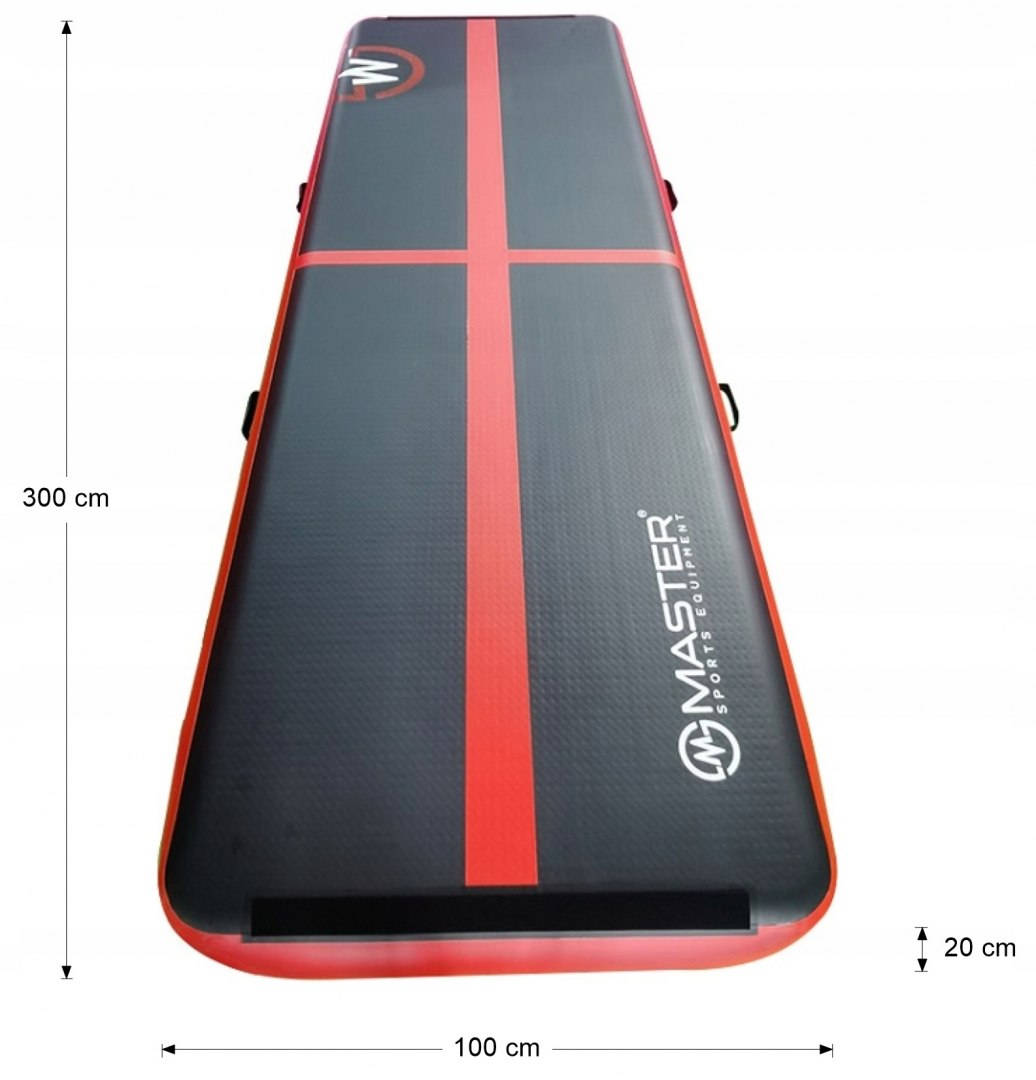 AirTrack Dmuchana Mata Gimnastyczna MASTER 300 x 100 x 20 cm Black-Red - obrazek 3