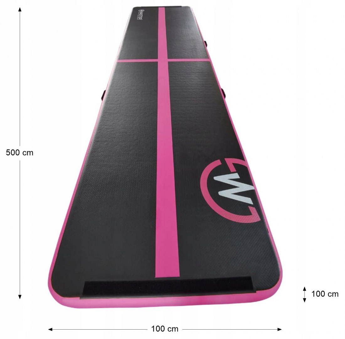 AirTrack Dmuchana Mata Gimnastyczna MASTER 500 x 100 x 10 cm Black-Pink - obrazek 5