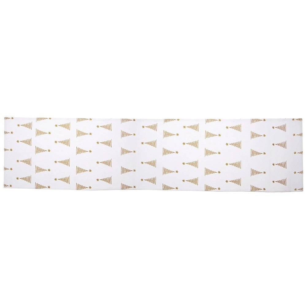 Bieżnik na Stół Bawełniany Świąteczny ORION 130 x 32 cm Choinka Biały - obrazek 5