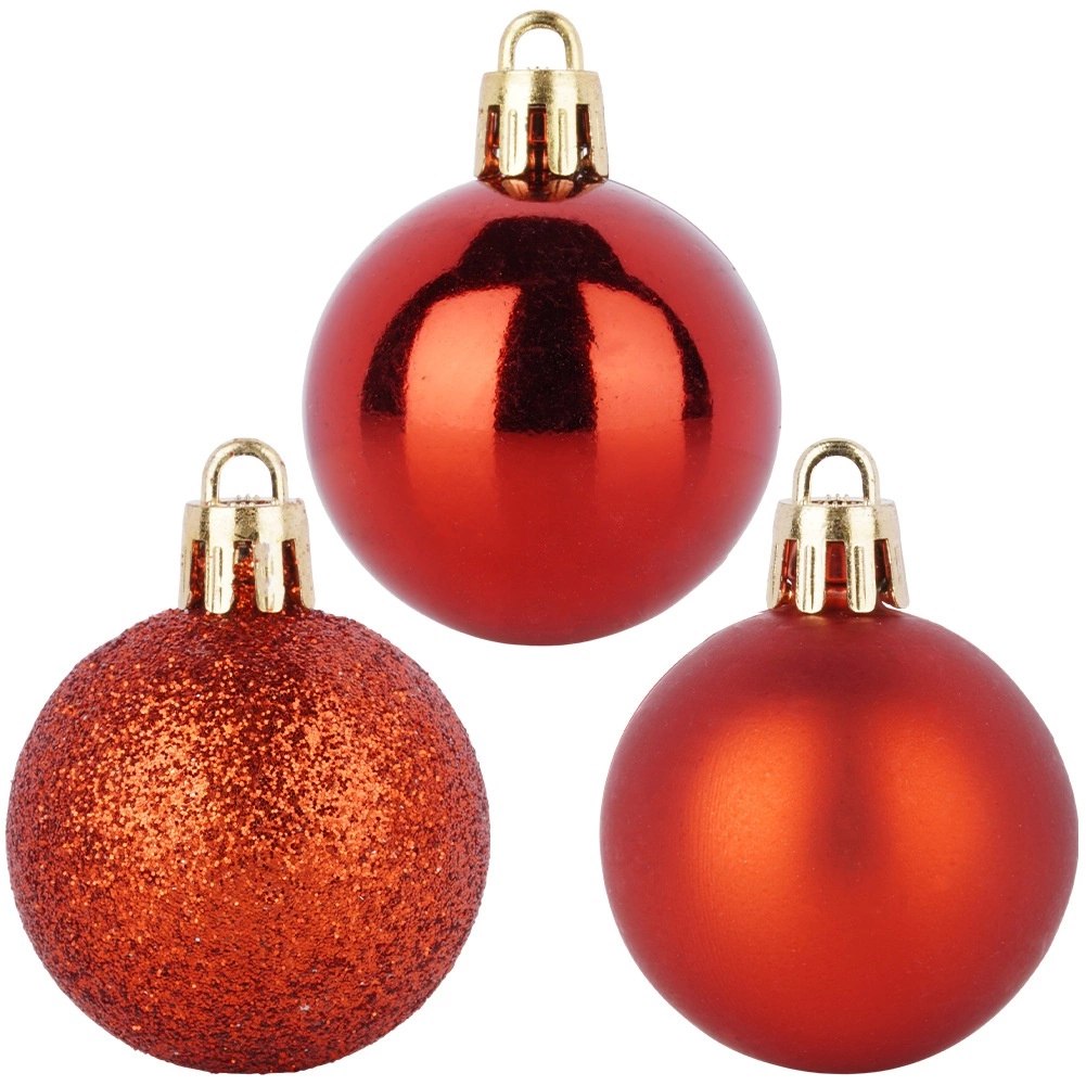 Bombki Czerwone 20 szt. Nietłukące 4 cm Komplet Mat/Błysk/Brokat Dekor - obrazek 4