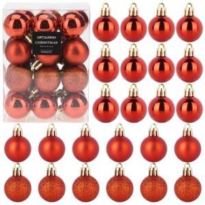 Bombki Czerwone 24 szt. Nietłukące 3 cm Komplet Mat/Błysk/Brokat Dekor