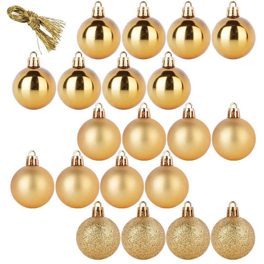 Bombki Złote 20 szt. Nietłukące 4 cm Komplet Mat/Błysk/Brokat Dekor - obrazek 3