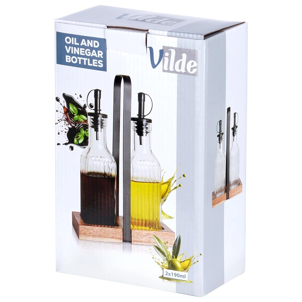 Butelki na Oliwe i Ocet VILDE 2x 190 ml Szklane Ze Stojakiem - obrazek 7