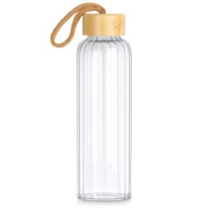 Butelka na Wodę VILDE Szklana 500 ml Zakrętka Bambus Borokrzem