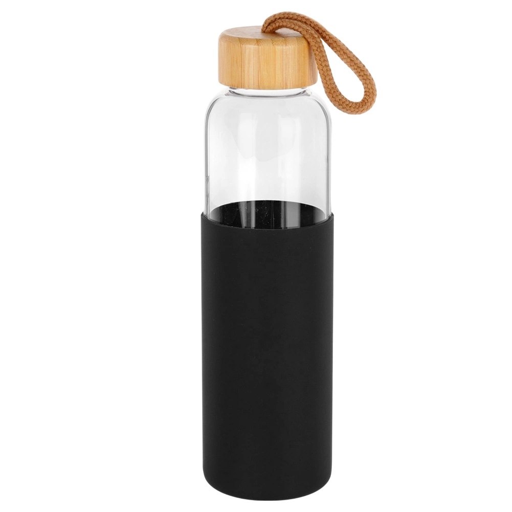 Butelka na Wodę VILDE Szklana 500 ml Silikonowy Pokrowiec Czarny - obrazek 3