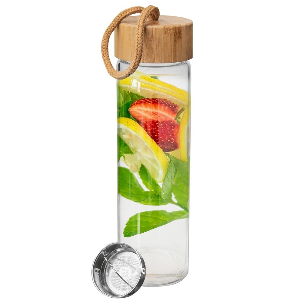Butelka na Wodę Napoje Szklana z Sitkiem Fitrowanie Szczelna ORION 450 ml