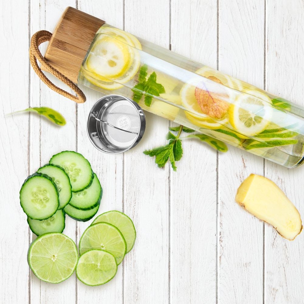 Butelka na Wodę Napoje Szklana z Sitkiem Fitrowanie Szczelna ORION 450 ml - obrazek 3