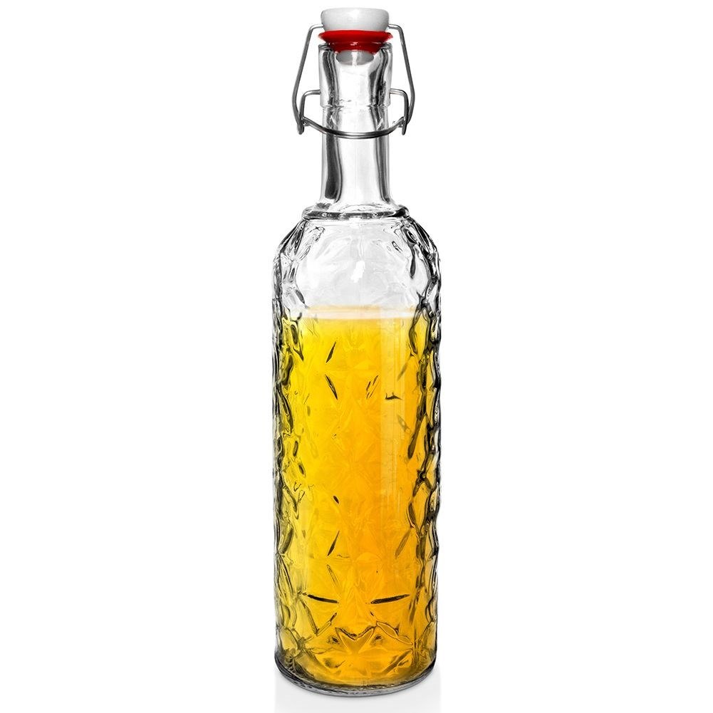 Butelka Karafka do Nalewek Wina Napojów z Klipsem Szklana Retro ORION 1,1 l