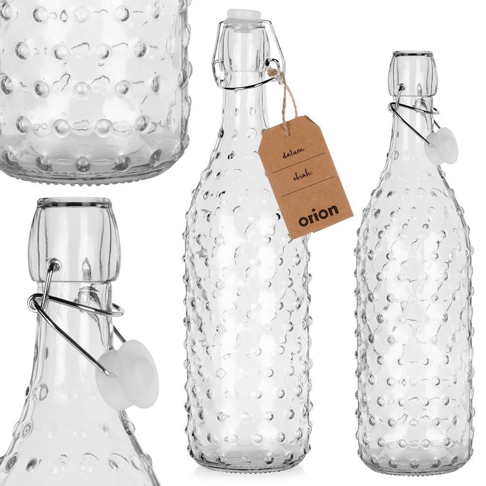 Butelka z Klipsem Szklana ORION 1 L Żłobiona Szczelna Retro - obrazek 5