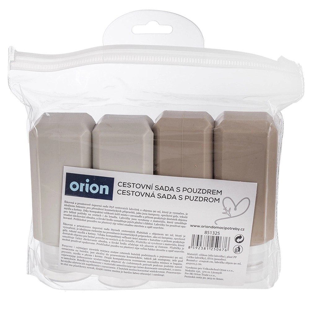 Butelki Podróżne Zestaw 4 szt. Silikon 90 ml ORION Szczelne Etui 16 x 16 cm - obrazek 7