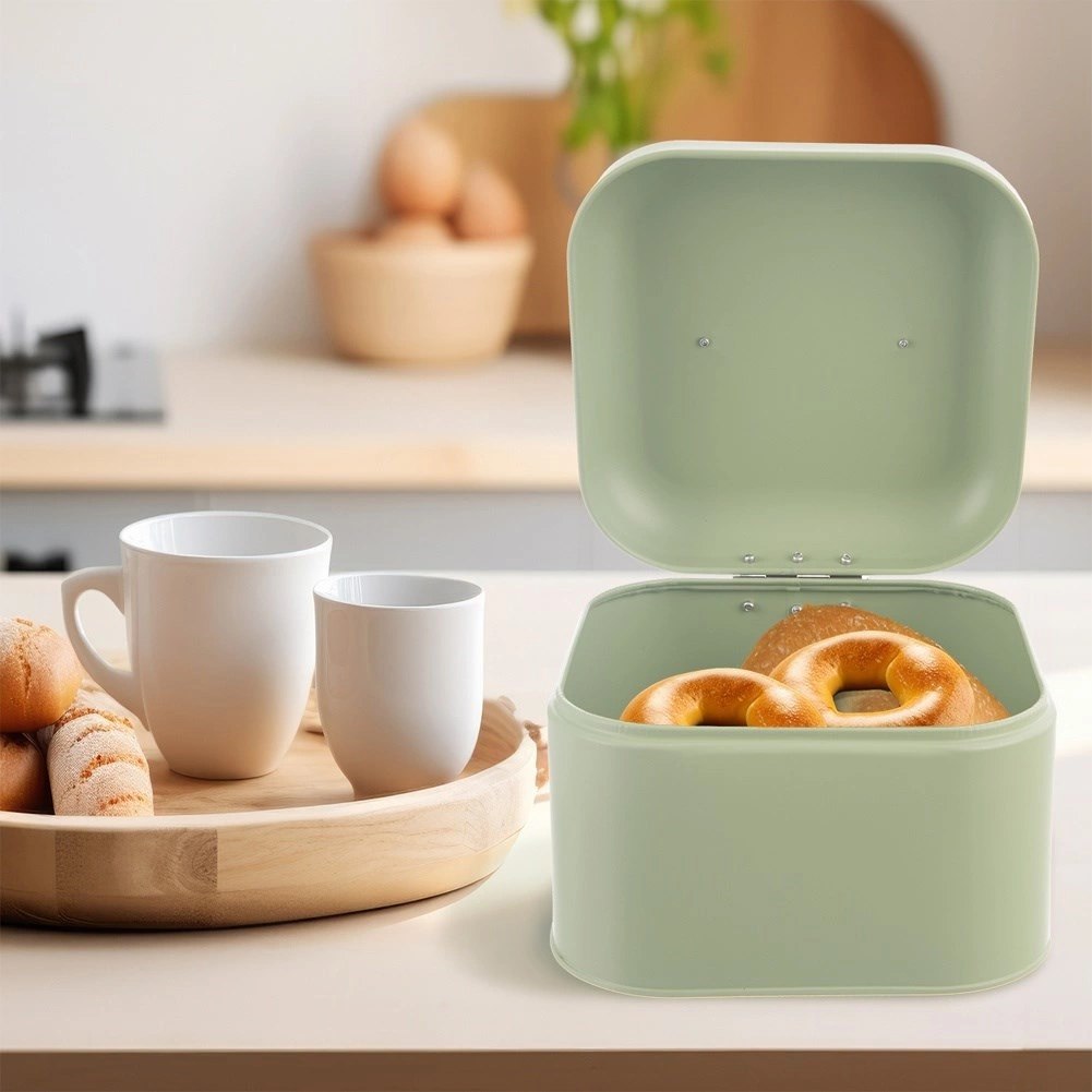 Chlebak Metalowy ORION GREENISH 20x20x17 cm Zielony Kompaktowy na Chleb - obrazek 2