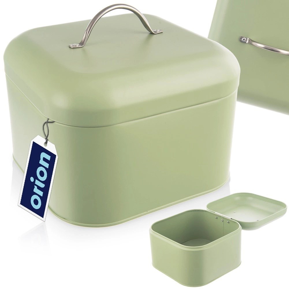 Chlebak Metalowy ORION GREENISH 20x20x17 cm Zielony Kompaktowy na Chleb - obrazek 6