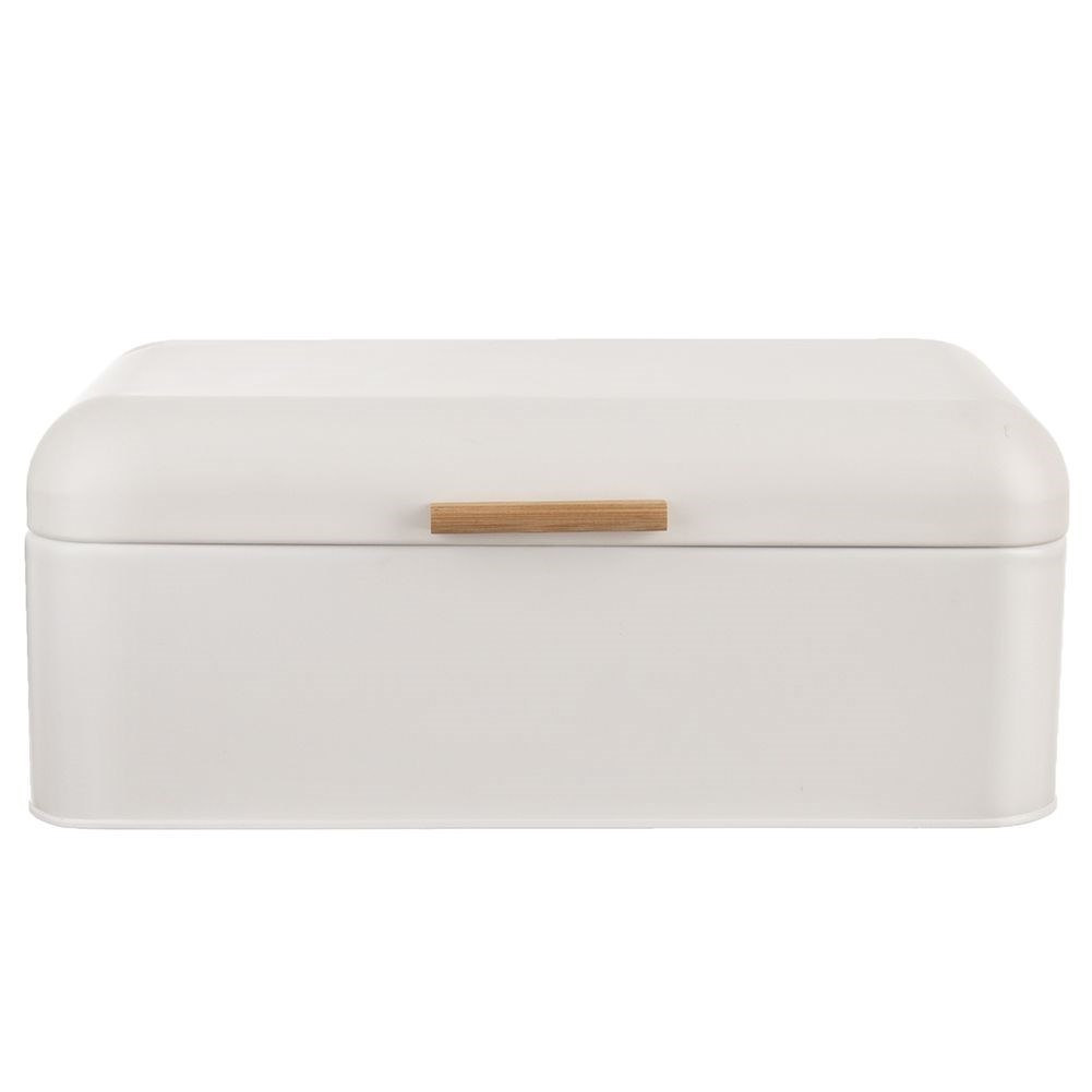 Chlebak Metalowy ORION Biały 42 x 24 x 16,5 cm Whiteline z Bambusowym Uchem - obrazek 2