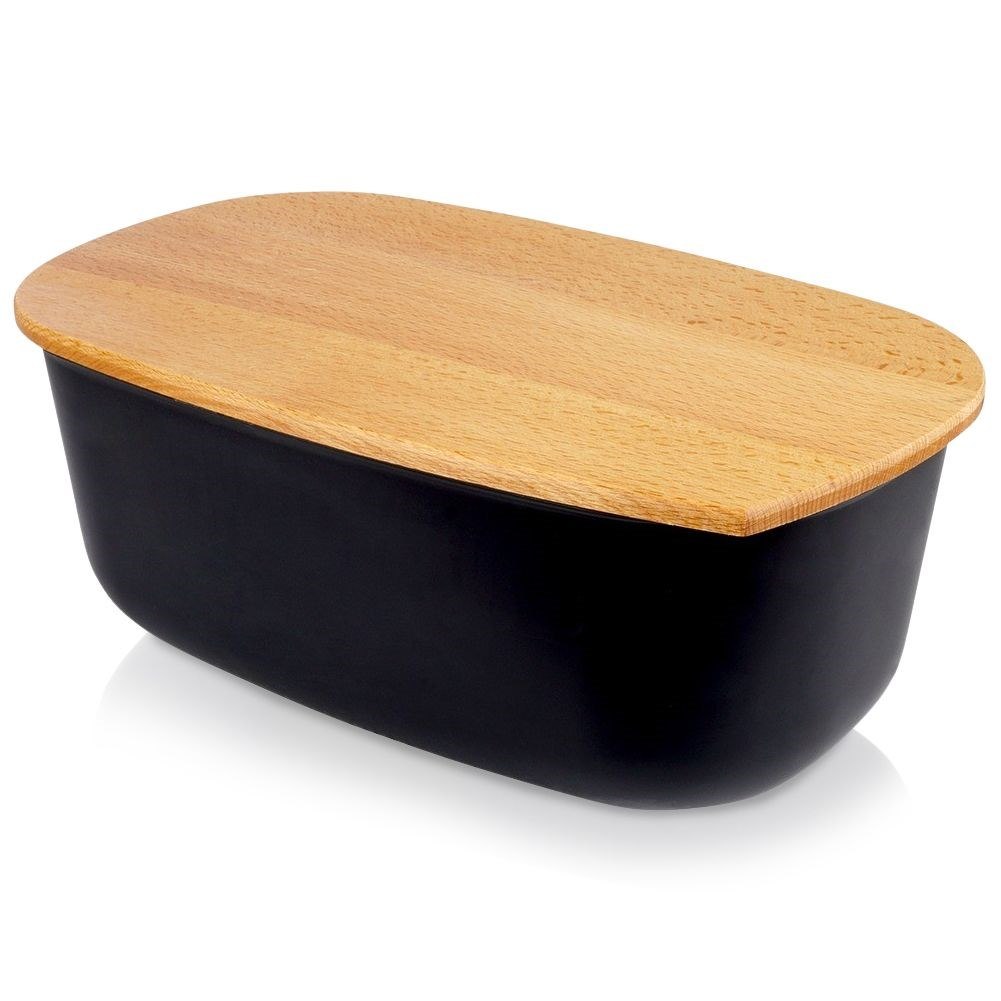 Chlebak na Pieczywo Chleb z Deską Czarny Solidny VILDE 39 x 23,5 x 15,5 cm - obrazek 3