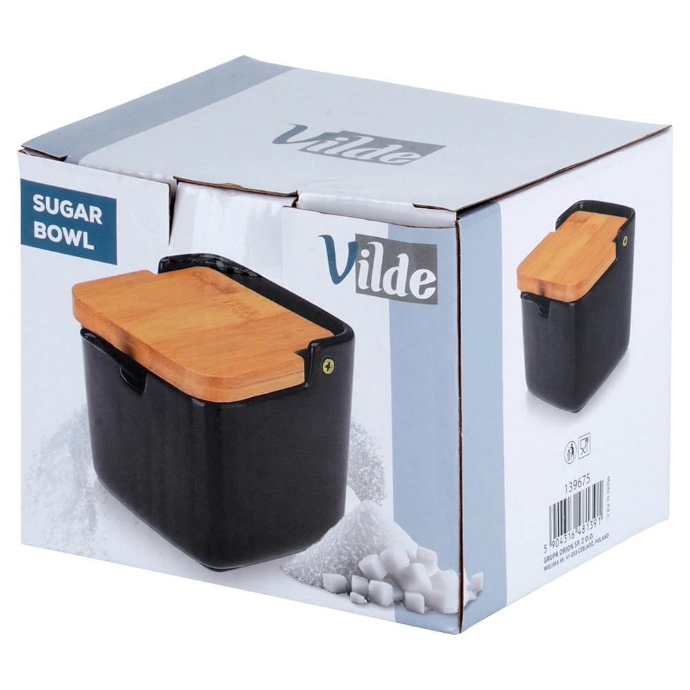 Cukierniczka Cukiernica Z Pokrywką Łyżeczką Ceramiczna Czarna VILDE 250 ml - obrazek 6
