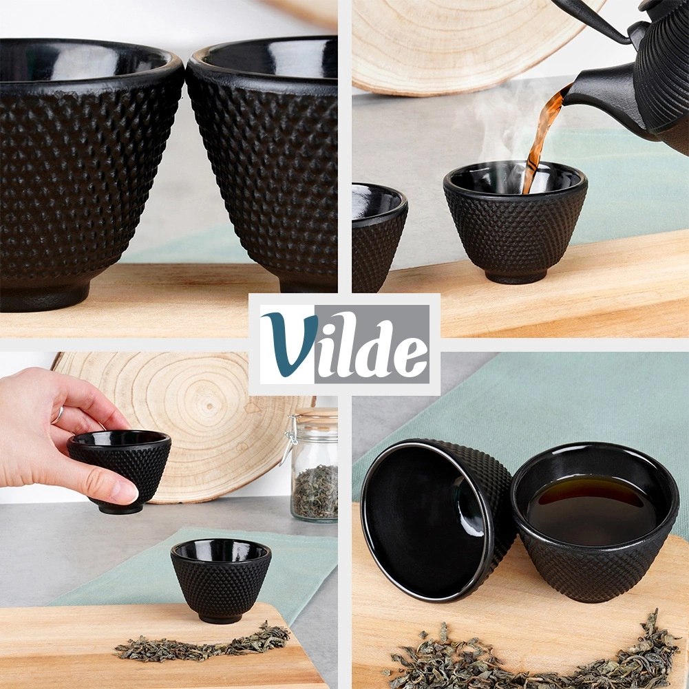 Czarki Kubki do Herbaty Ziół Żeliwne Emaliowane Solidna VILDE 60 ml 2 szt. - obrazek 5