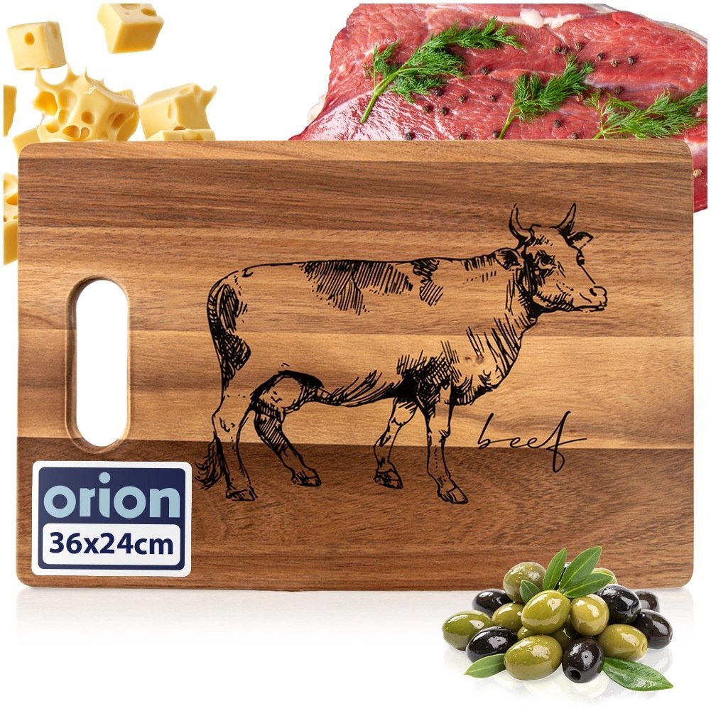 Deska do Krojenia Akacjowa 36 x 24 cm Drewniana Uchwyt Beef ORION - obrazek 5