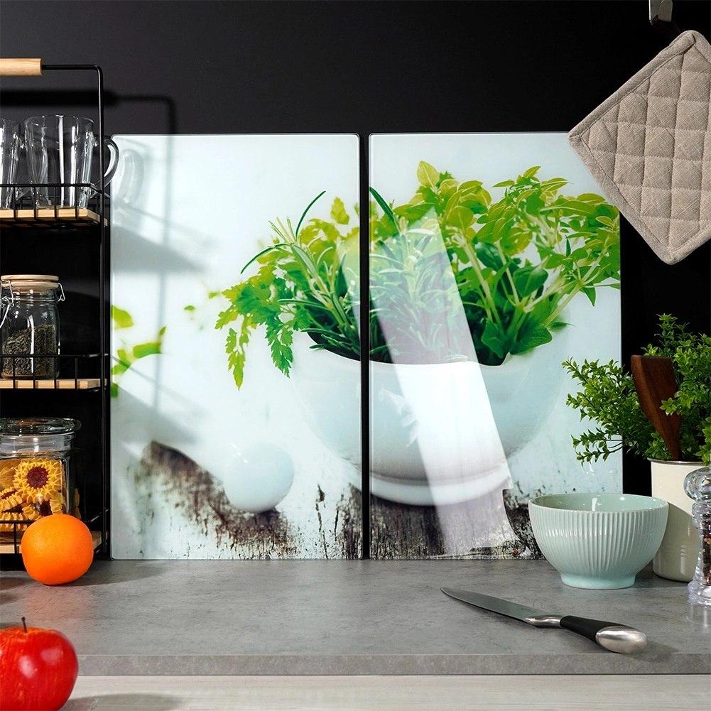 Deski Szklane VILDE 2 szt. 60 x 52 cm Osłona Kuchenki Hartowane z Ziołami - obrazek 5