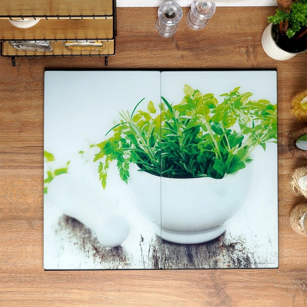 Deski Szklane VILDE 2 szt. 60 x 52 cm Osłona Kuchenki Hartowane z Ziołami - obrazek 6