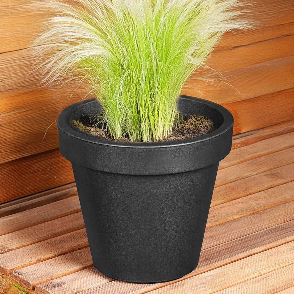 Doniczka Ogrodowa Okrągła VILDE 29 cm Czarna Lekka Trwała Odporna na Pogodę - obrazek 4
