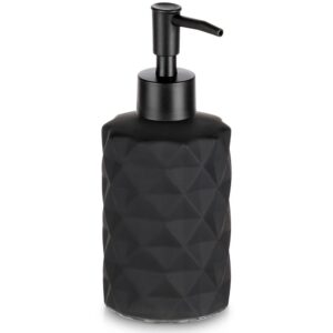 Dozownik do Mydła Czarny Matowy Szklany Zdobiony 330 ml VILDE