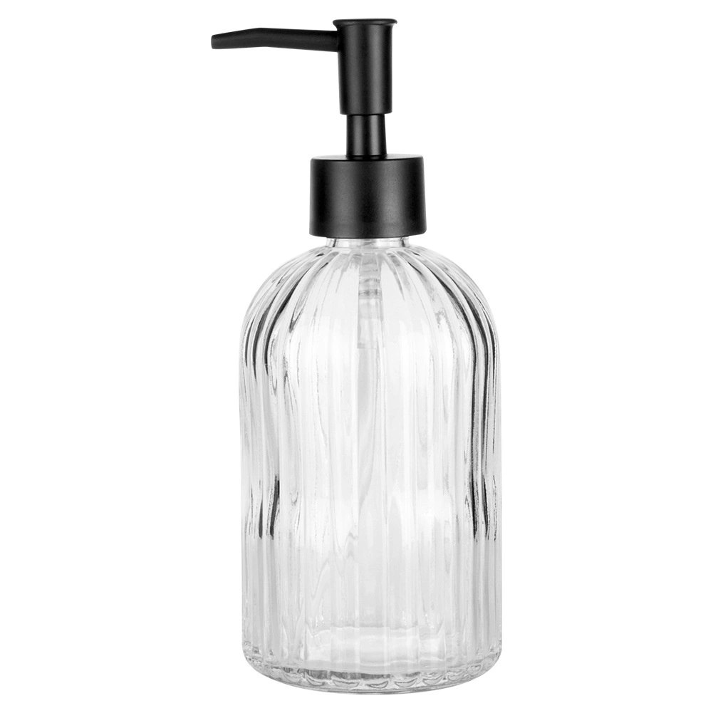 Dozownik do Mydła Przezroczysty Szklany Ryflowany 400 ml VILDE - obrazek 3