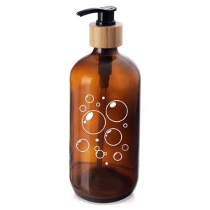 Dozownik do Mydła ORION 500 ml Szklany Brązowy z Bambusową Wstawką